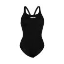 Pro Solid Black White Arena Womens Team Schwimmanzug
