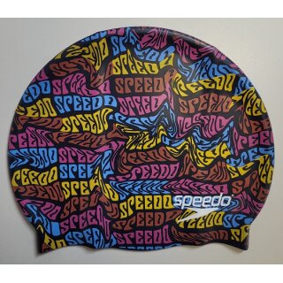 Speedo Badekappe Junior Slogan Silicone Cap Black Multi