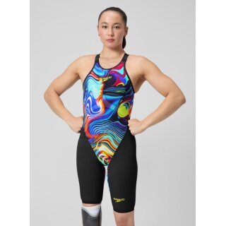 Fastskin Pure Valor 2.0 Openback Kneeskin Black Multi Wettkampfanzug