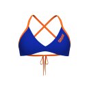 ARENA Solid Tie Back Top Neon Blue - Team Orange Bikinioberteil