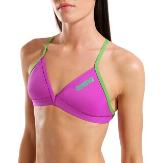 ARENA Solid Tie Back Top Very Fuchsia - Team Green Bikinioberteil