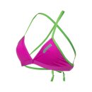ARENA Solid Tie Back Top Very Fuchsia - Team Green Bikinioberteil