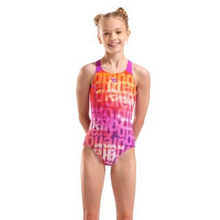Arena Girl Multi Colors Swimsuit V Back Pink Multi - Very Fuchsia
