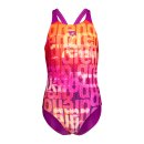 Arena Girl Multi Colors Swimsuit V Back Pink Multi - Very Fuchsia