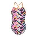 Arena Womens Texture Swimsuite Tie Back Multi Black - Orange