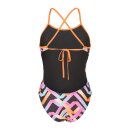 Arena Womens Texture Swimsuite Tie Back Multi Black - Orange