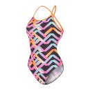 Arena Womens Texture Swimsuite Tie Back Multi Black - Orange