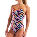Arena Womens Texture Swimsuite Tie Back Multi Black - Orange