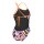 Arena Womens Texture Swimsuite Tie Back Multi Black - Orange