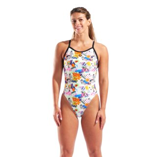 Arena Womens Collage Swimsuite xcriss cross White Multi - Black