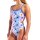 Arena Blurred Swimsuit Challenge Back Womens White Multi - Neon Blue