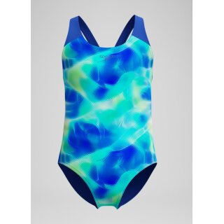 Speedo Girls Splashback Badeanzug Print Blau Grün