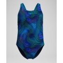 Speedo Girls Badeanzug Leaderback Digital Blau Türkis 164