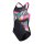 Arena Girl Lit Logo Swimsuit V Back Black - Shocking Pink