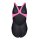 Arena Girl Lit Logo Swimsuit V Back Black - Shocking Pink