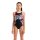Arena Girl Lit Logo Swimsuit V Back Black - Shocking Pink