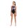 Arena Girl Lit Logo Swimsuit V Back Black - Shocking Pink