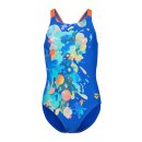 Arena Girl Painting Swimsuit V Back Neon Blue - Team Orange