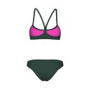 Arena Bandeau Bikini Solid Zweiteiler Dark Sage - Shocking Pink