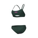 Arena Bandeau Bikini Solid Zweiteiler Dark Sage - Shocking Pink