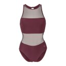 Arena Womens Mesh Panel Swimsuit Vent Back Bordeaux
