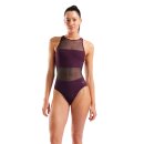 Arena Womens Mesh Panel Swimsuit Vent Back Bordeaux