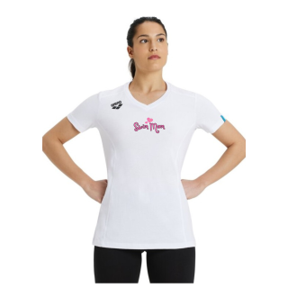 Womens Team T-Shirt Panel Weiss Swim Mom