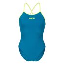 Arena Womens Swimsuite Tie Back Solid Blue Cosmo - Artic Lime
