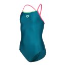 Arena Girl Light Drop Solid Swimsuit Deep Teel - Shocking Pink