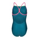 Arena Girl Light Drop Solid Swimsuit Deep Teel - Shocking Pink