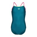 Arena Girl Light Drop Solid Swimsuit Deep Teel - Shocking Pink