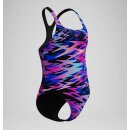 Speedo Girls Hyperboom Print Medalist Badeanzug Black Pink