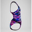 Speedo Girls Hyperboom Print Medalist Badeanzug Black Pink