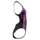 Speedo Womens Swimsuit Powerback Placement Print Black Lila