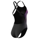 Speedo Womens Swimsuit Powerback Placement Print Black Lila