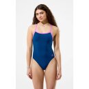 Speedo Womens Swimsuit Solid Turnback Navy