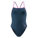 Speedo Womens Swimsuit Solid Turnback Navy