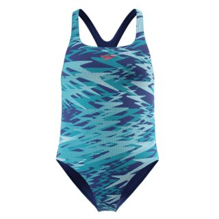 Speedo Girls Hyperboom Print Medalist Badeanzug Navy Blau