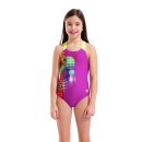 Arena Dots Swimsuit Swim Pro Back Very Fuchsia - Artic Lime