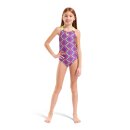 Arena Floral Swimsuit Swim Pro Back Violet Multi - Artic Lime