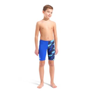 Boys Crowded Swim Jammer Neon Blue - Neon Blue Multi