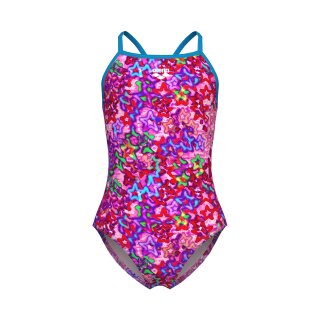 Arena Girl Stars Swimsuit Light Drop Back Pink Multi - Navy Multi