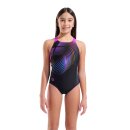 Arena Girl Pinweel Swimsuit V-Back Black Multi - Black Very Fuchsia