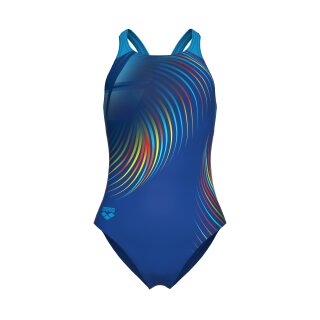 Arena Girl Pinweel Swimsuit V-Back Violet Multi - Artic Lime