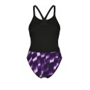 Arena Womens Wave Swimsuit Challenge Back Black - Team Purple