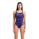 Arena Womens Wave Swimsuit Lightdrop Back Black - Team Purple