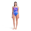 Arena Womens Earth Swimsuit Challenge Back Neon Blue Multi - Neon Blue