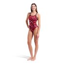 Arena Womens Wave Swimsuit Challenge Back Black - Team Red