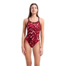 Arena Womens Wave Swimsuit Challenge Back Black - Team Red