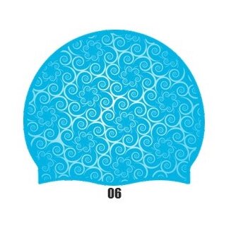 Gemusterte Badekappen Blau Silber 06
